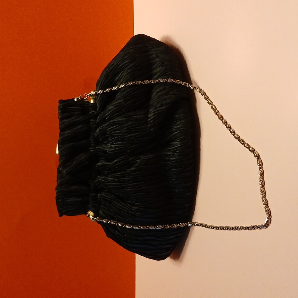 Vintage Black Gathered Evening Bag